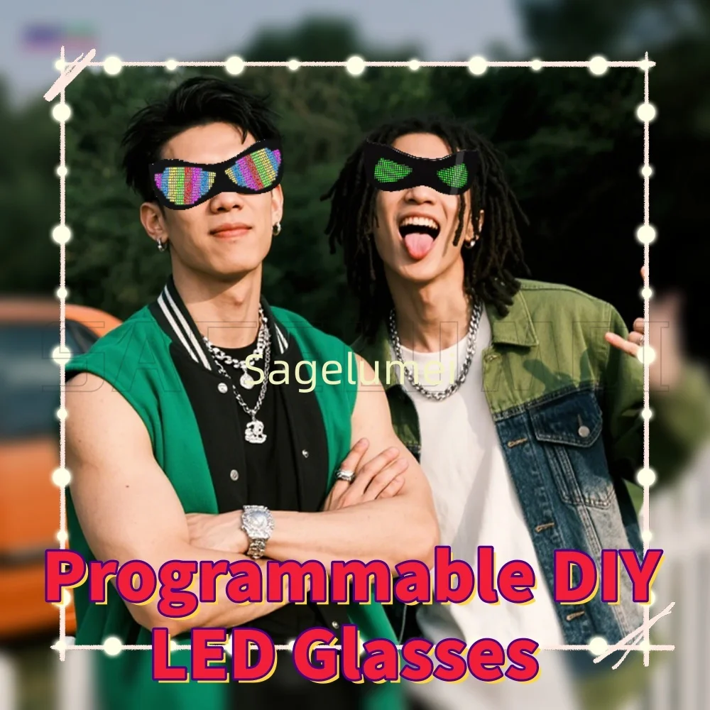 Devil's Eye Indoor Use Full-Color LED Flashing Glasses App-Controlled Electro Beat Eye Screen for Holiday Nightclubs Bars DIY