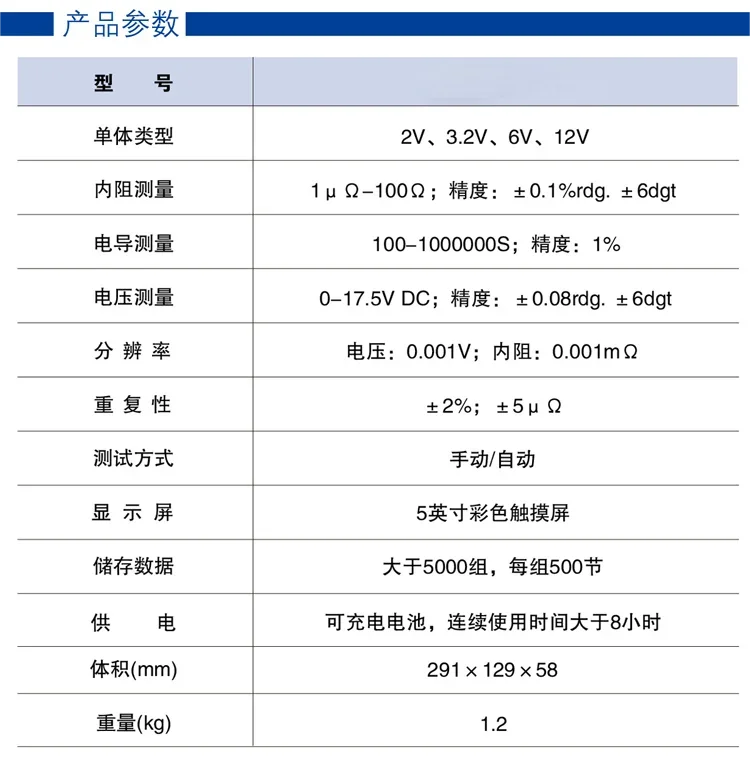 Compact And Portable Design Deterioration Judgment Tester Battery Internal Resistance Measuring Instrument