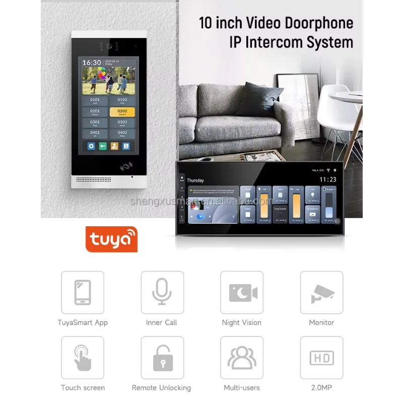 

12- Zigbee Two-Way Video Intercom Control Panel with Touch Screen for Office Building Security Systems App Control