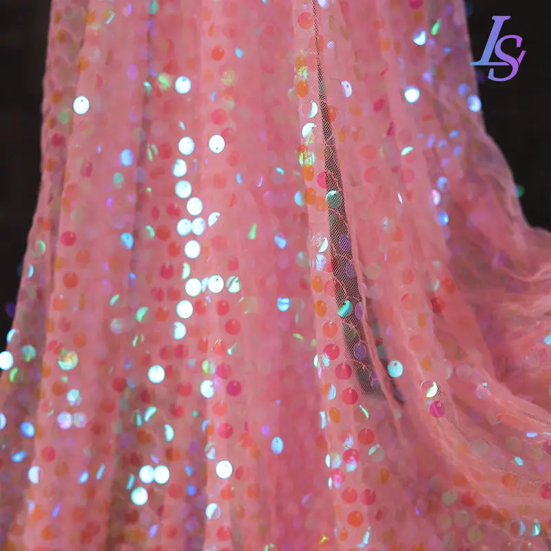 Illusionary Small Sequin Fabric Gradient Princess Skirt Dance Fashion Background Decoration Fabric Performance  Designer Fabric