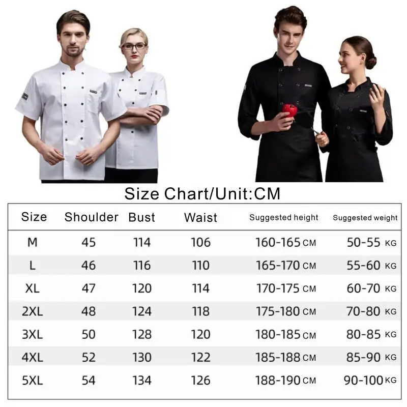 Uniforme de Chef de cuisine de Restaurant d'été, noir et blanc, vêtements de travail en maille respirante, chemise à manches courtes/longues avec boutons de cuisine