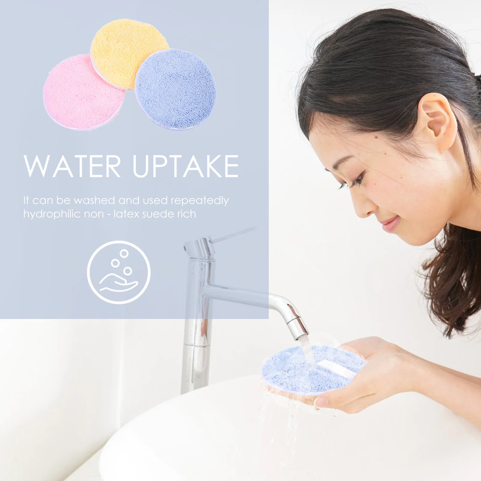 พัฟแต่งหน้าแบบกลม 3 ชิ้น นุ่มสบาย สำหรับทำความสะอาดผิวหน้า พัฟสำหรับผิวแพ้ง่าย อุปกรณ์แต่งหน้าสำหรับผู้หญิง