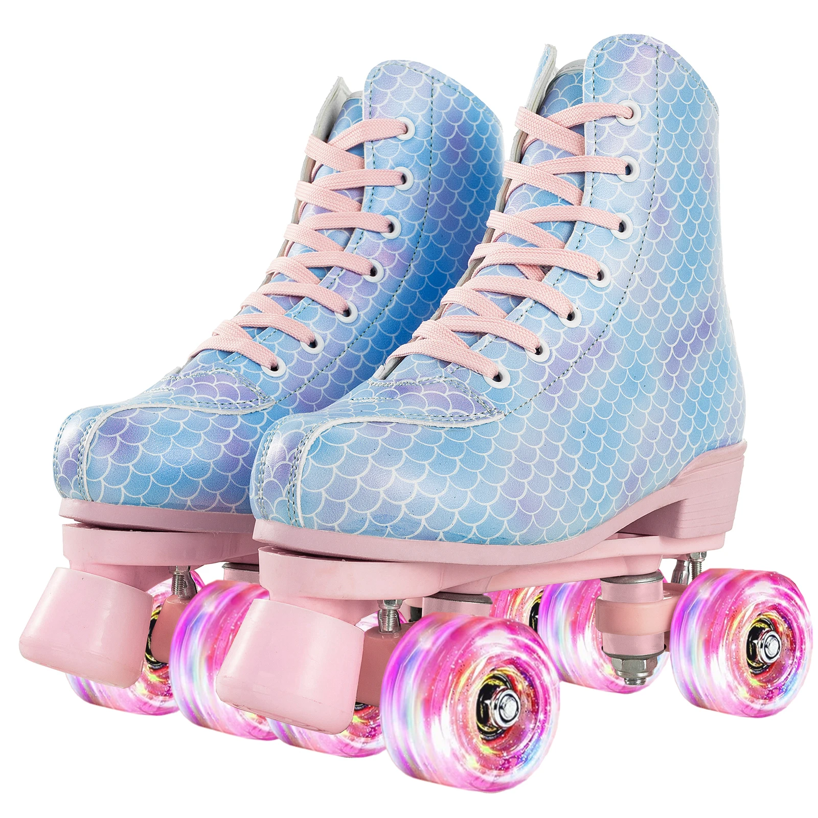 Women Flashing 4 Wheels Roller Skates Adult Double Row Quad Skate Shoes Beginners Outdoor Indoor Skating Training Sneakers 35-40