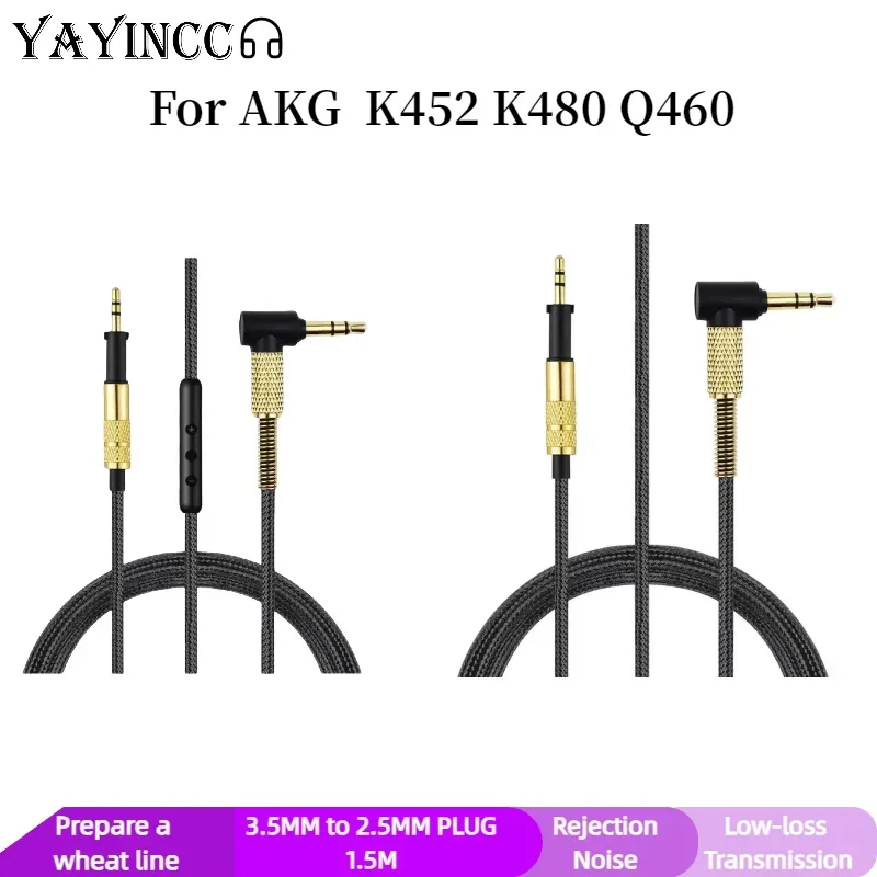 

YAYINCC Replacement 3.5MM to 2.5MM PLUG Braided Aux Cable Extension Cord Wire For For AKG K452 K480 Q460 Headphones 12.03