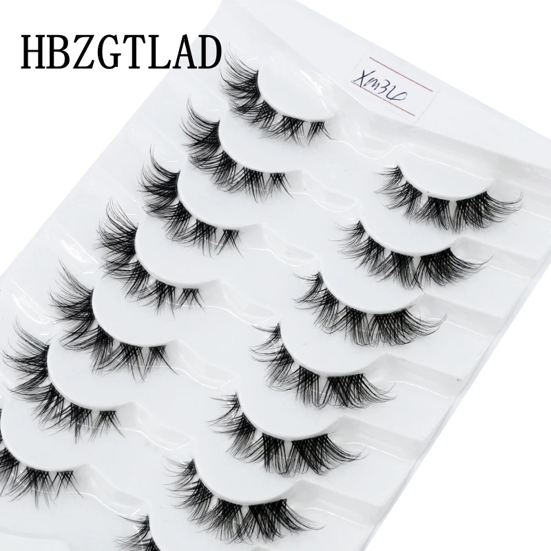 New Clear Band Lashes Natural Long 3D Wispy Mink Eyelashes Lightweight Invisible Band Fluffy Eye Lashes 7 Pairs Fake Eyelashes