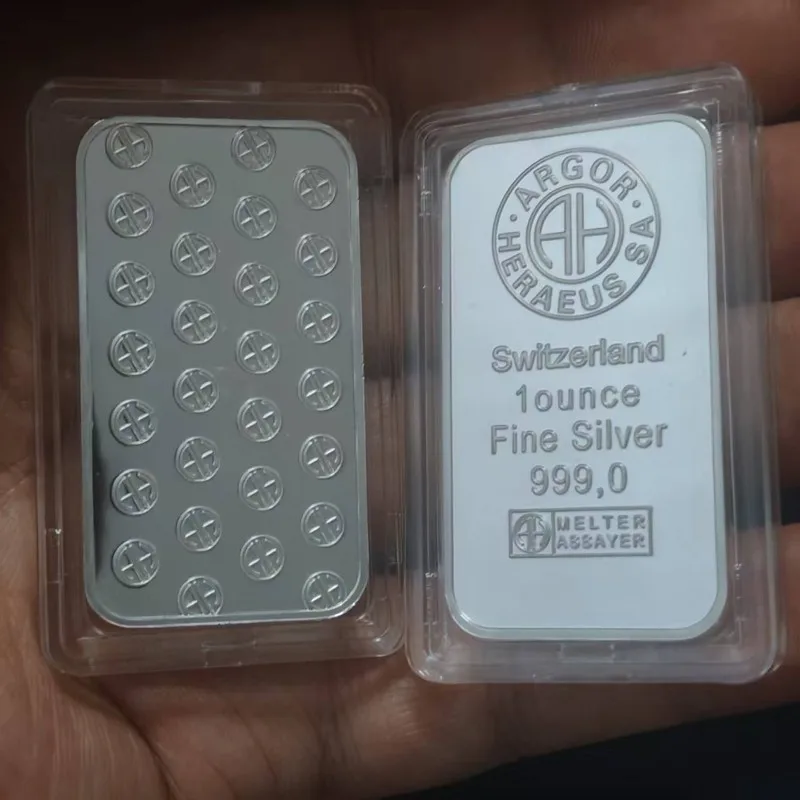 Non Magnetic 1 Ounce Silver Bar Switzerland Argor Heraeus Silver Bullion Coins for Collection