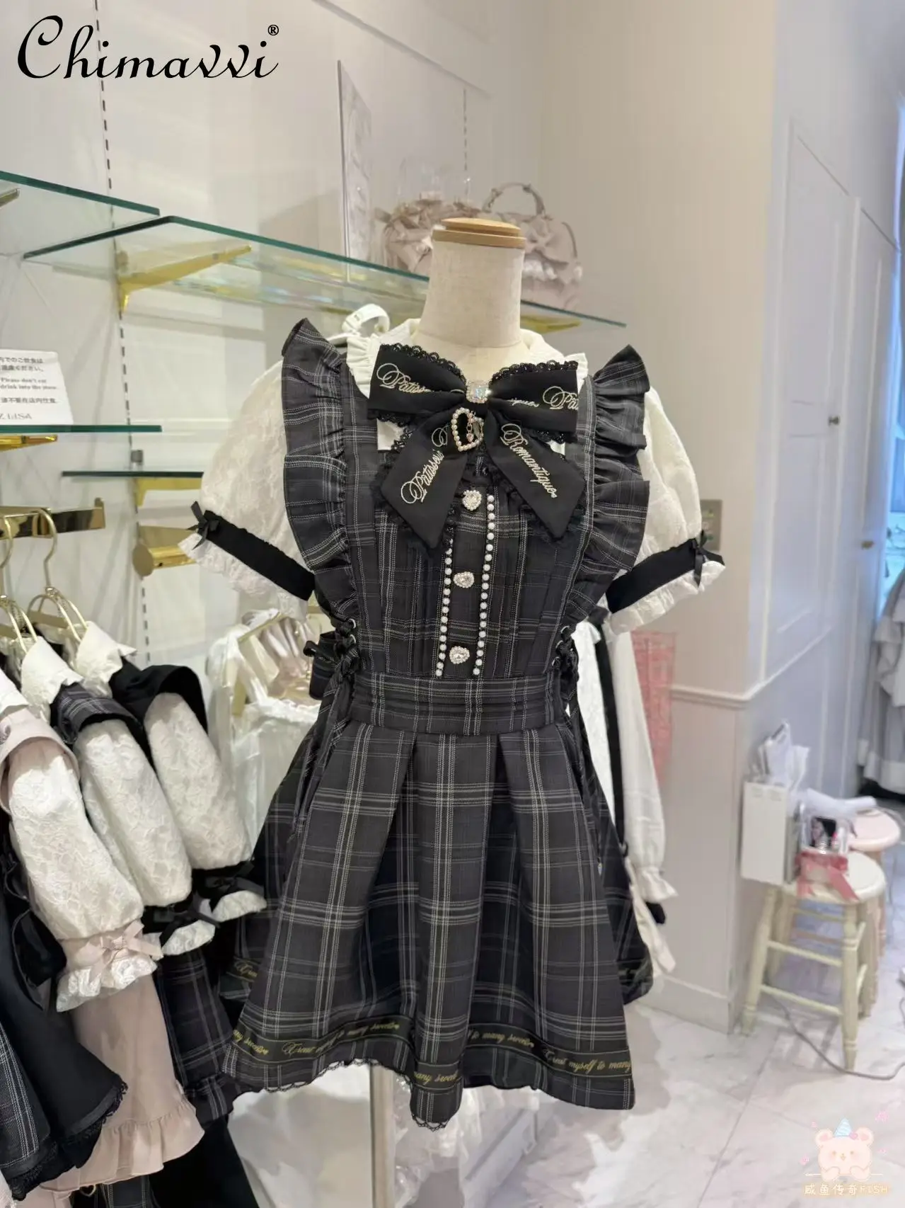 

Liz Japanese Mass-Produced New Spring Summer Heavy Pearl Embroidery Bow Dress Top and Shorts Elegant Girls Lolita Two-Piece Set