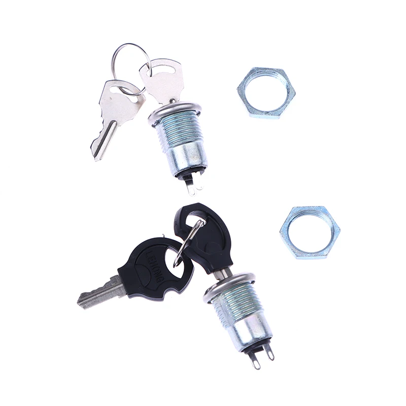 1 Set Phone Lock Security Power Switch S1203 2PIN 2 Keys 12mm Stainless Steel Electronic Key Switch ON OFF Lock Switch