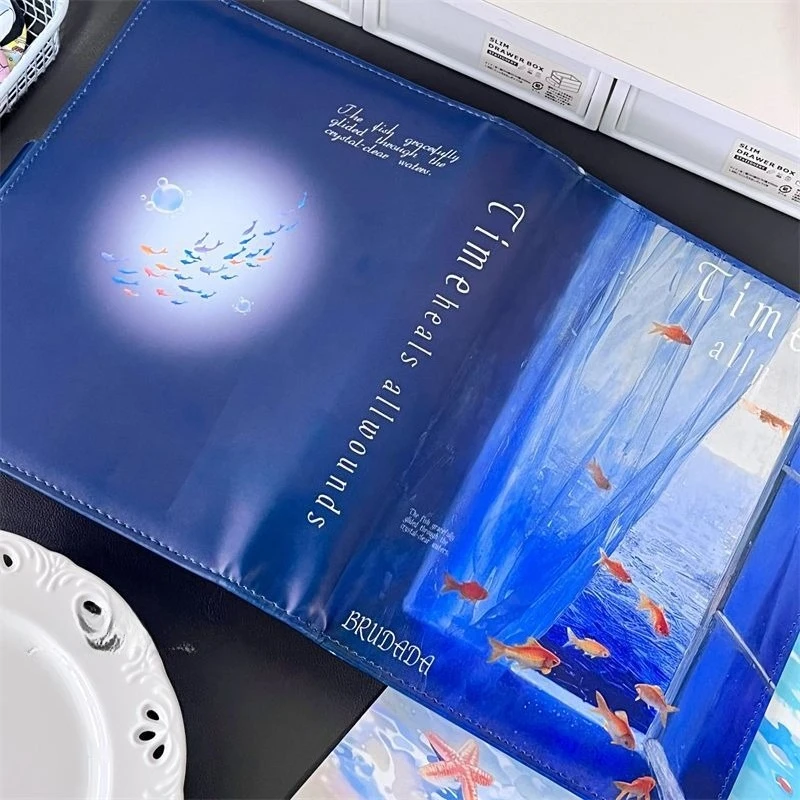 A5 dark blue goldfish card book niche ins cortex magneticstudent hand account star chasing idou small card photo storage display