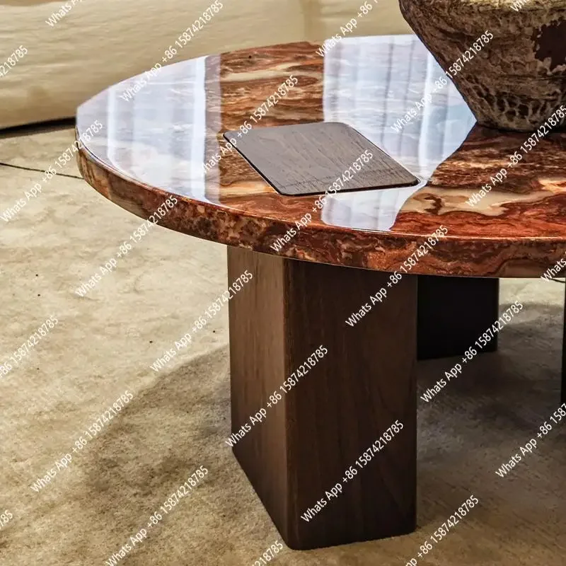 

A-XS Роскошный набор журнальных столиков из итальянского мрамора Dragon Red, дизайнерский круглый стол с натуральными прожилками, термостойкий и устойчивый к царапинам, Custo