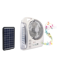 8 Inch Portable solar panel rechargeable Table  fan with FM radio speaker LED study table lamp