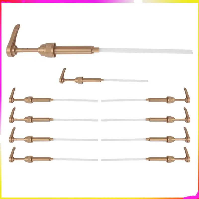 M04K 10 Pcs Coffee Milk Tea Dispenser Syrup Pump Gold Liquid Dispenser For Torani Syrup 8Ml Juice Bottle Dispenser Pump