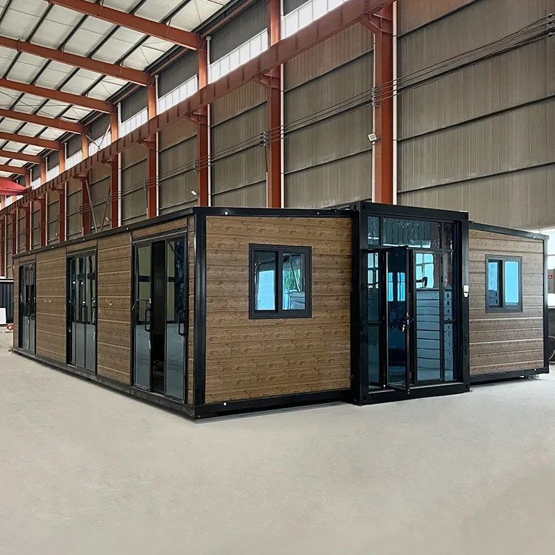 Double-Wing Folding Container 40ft Prefab Cabin Ready House Expandable Container House With Bedroom