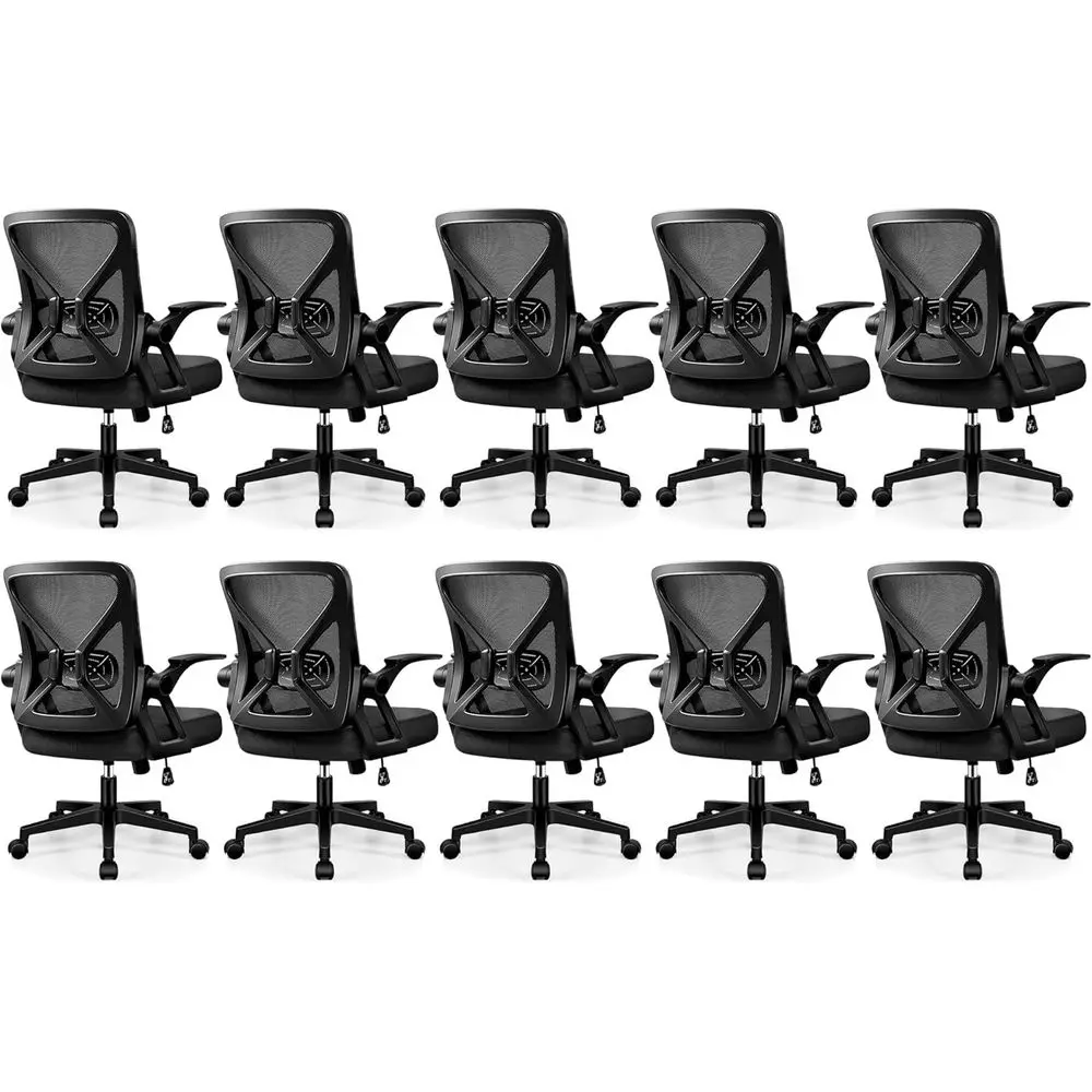 

Breathable Mesh Ergonomic Desk Chair with Wheels, Lumbar Support, and Adjustable Armrests - Black, Set of 10