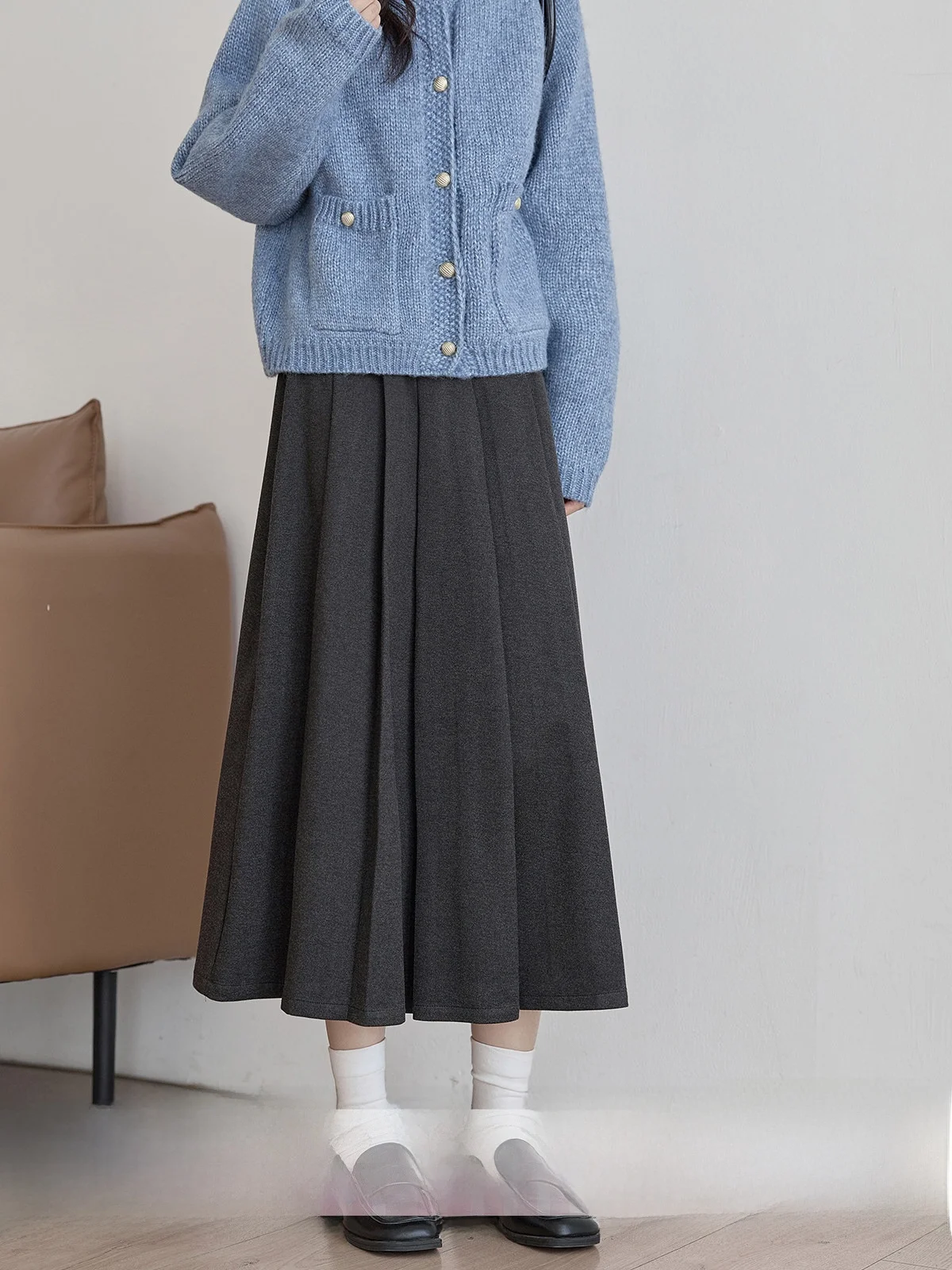 

High Waist A-Line Pleated Skirt Women's Fashion Spring 2026 New Style Commuter Korean Version HUIXI Drawstring Skirt