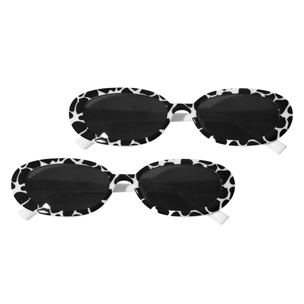 

2pcs Retro Sunglasses Lightweight Plastic Durable Fashion Stylish Eyeglasses Funny Sunglasses for Photo Party Oval Creative
