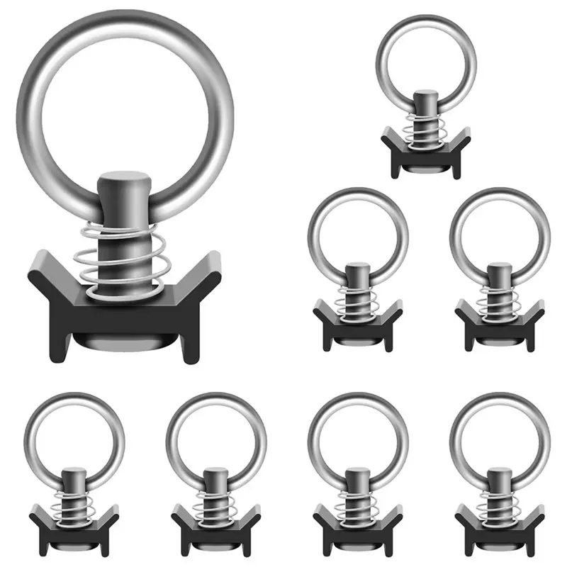 8 PCS L Track Single Stud Fitting With O Ring, L-Track Tie Down Bolts, Steel, For Trailer Cargo