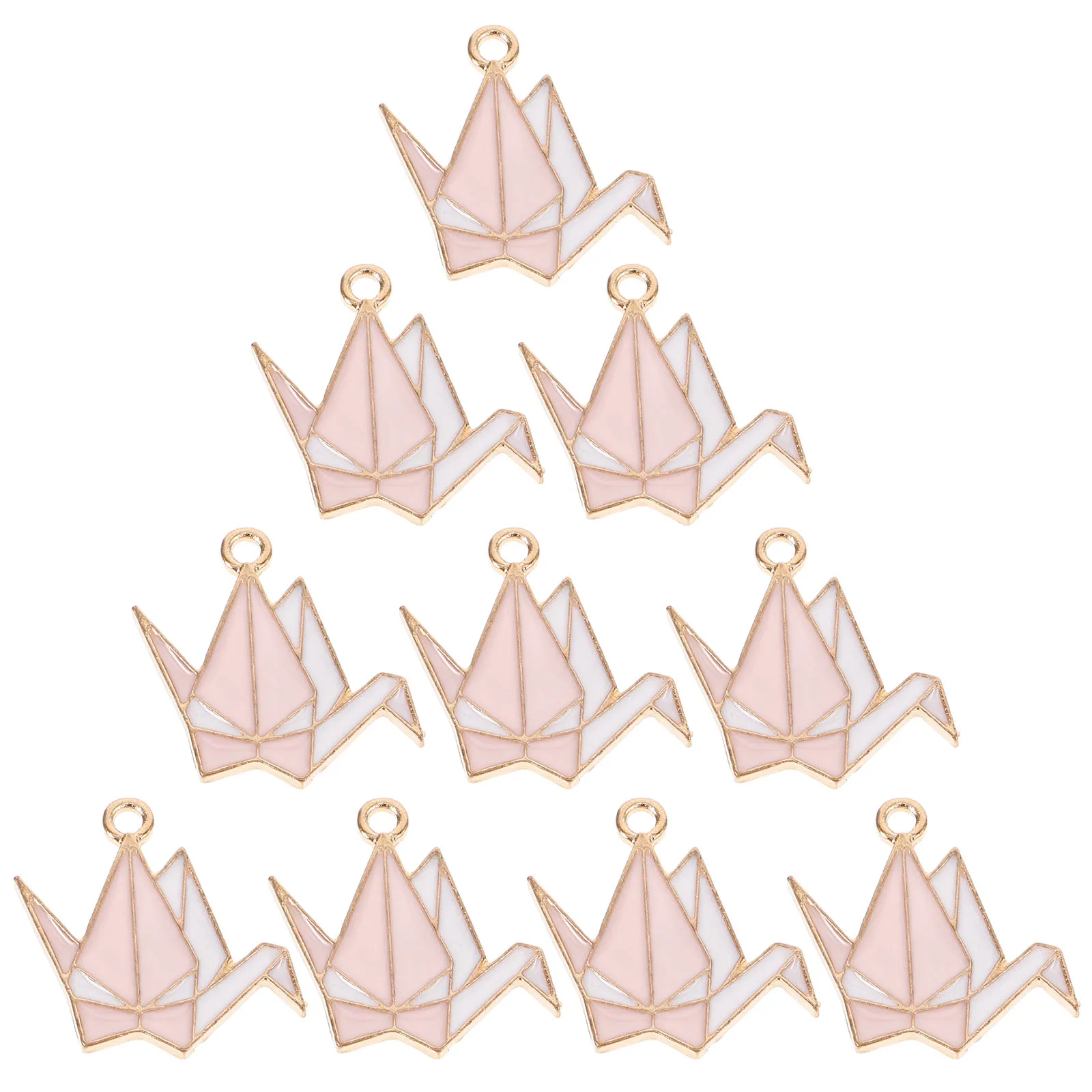 

10 Pcs Origami Crane DIY Pendant Pink Charms Necklace Pendants Handmade Ornaments Zinc Alloy Craft Materials Jewelry Accessories