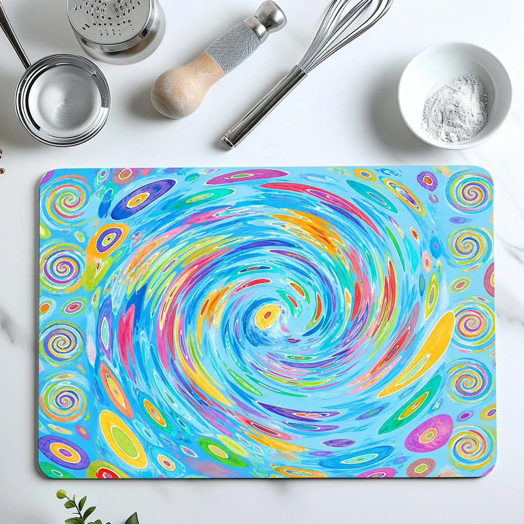 Abstract Geometric Pattern Polyester Absorbent Mat - Stylish Home Decor Mat for Kitchen, Bathroom and Entryway