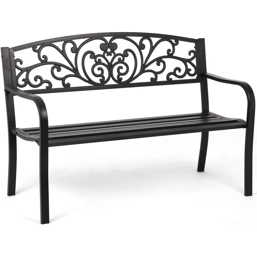 Garden Bench Outdoor Bench Patio Bench for Outdoors Metal Porch Clearance Work Entryway Steel Frame Furniture for Yard