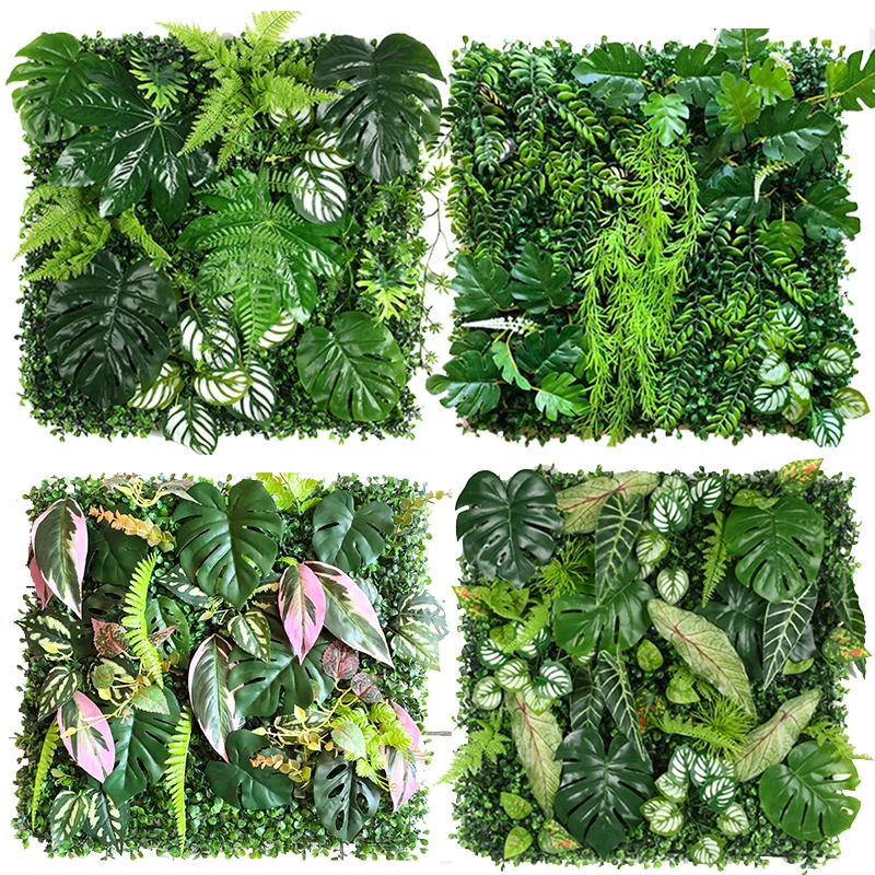 

50x50cm Artificial Plant Grass Fake Lawn Carpet Backdrop Wall Hanging Eucalyptus Leaf Mat Vegetation For Home Garden Party Decor