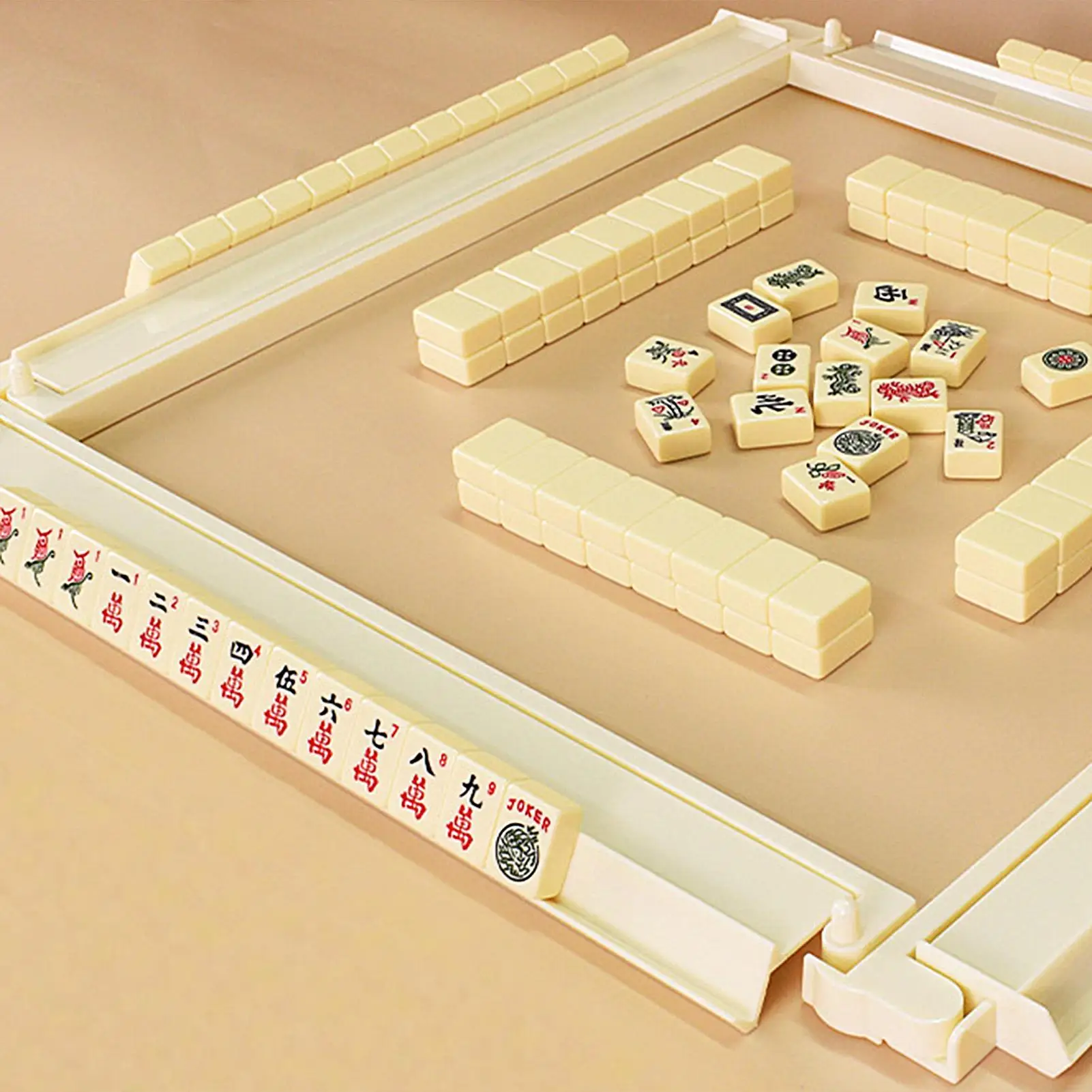 

Mahjong Rack And Pusher 4-Piece Compact Dominoes Game Organizers Majiang Tile Holder For Home House Travel Club Holiday Festive