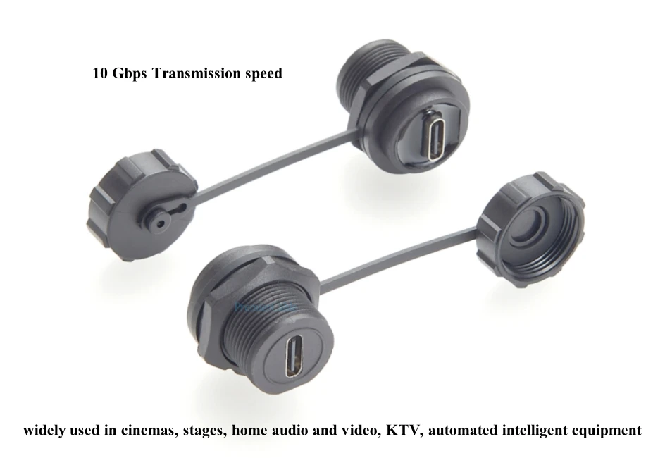 IP67 USB 3.1 Typ C Panel Mount Coupler USB C Pass Through Wasserdichter Stecker Buchse auf Buchse Schottkonverter-Adapter – Detail 3