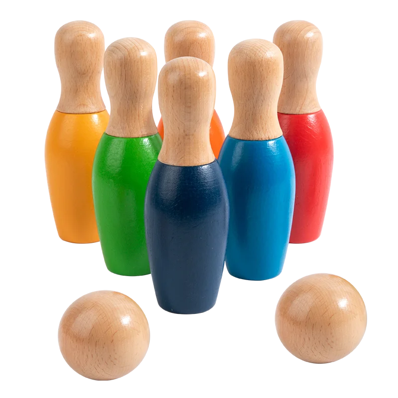 

Indoor Educational Mini Bowling Set Wooden Children's Ball Kit Bowling Sports Toy for Kids Play Game