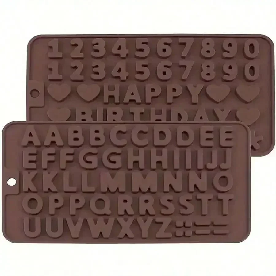 

2pcs Silicone Chocolate Letter And Number Mold , Non-Stick For Easy Release , Ideal For Cake Decoration And Birthday Parties