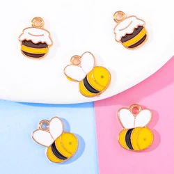 10pcs 11*14mm Enamel Bee Honey Jewelry Making Cute Earrings Pendants Bracelets Necklace Accessories DIY Finding Craft Supplies