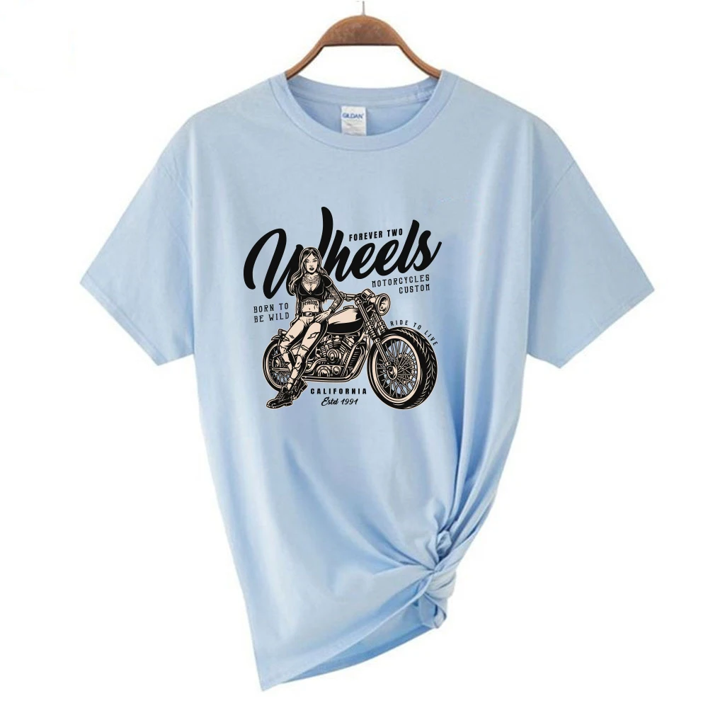 Womens Biker Cotton Tshirts Girl Just A Girl Who Loves Tattoos And Motorcycles Harajuku Women Shirt Kawaii Fashion Tee Tops