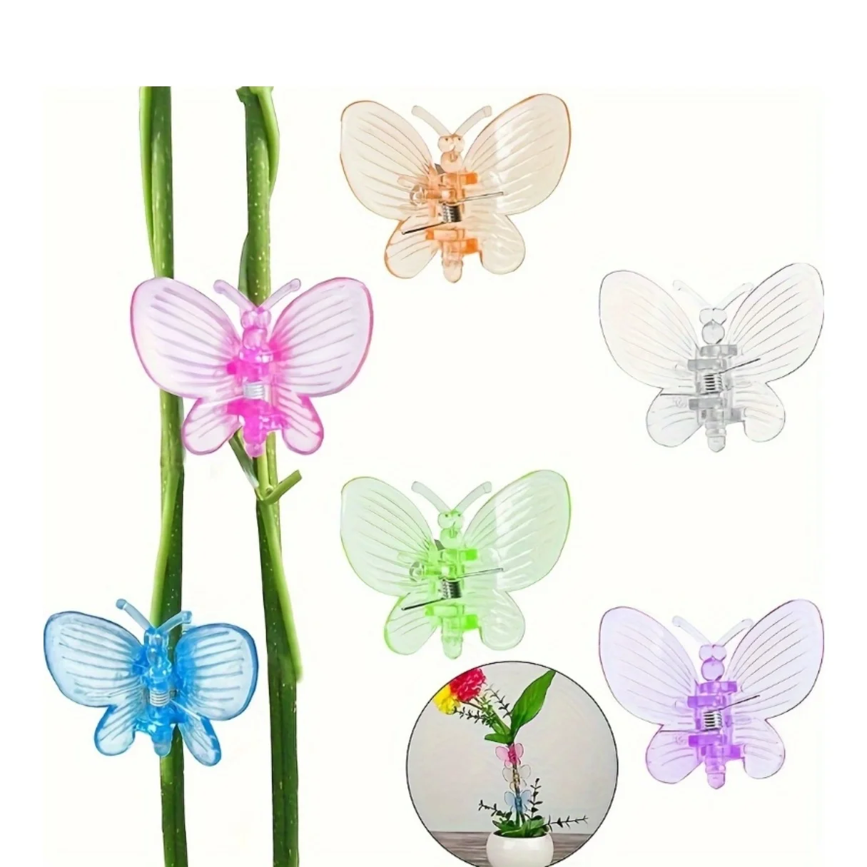 Mixed-color Orchid Butterfly Clips: Plastic and Resin Support Clips for Plants and Vines
