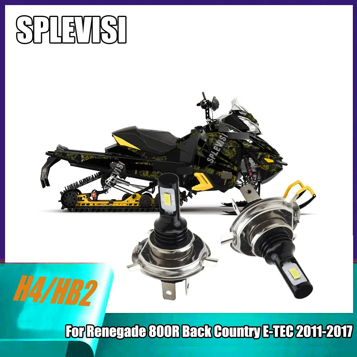 

LED H4 Whtie Headlights - is as the same size as original light bulbs For Ski-Doo Renegade 800R Back Country E-TEC 2011-2017