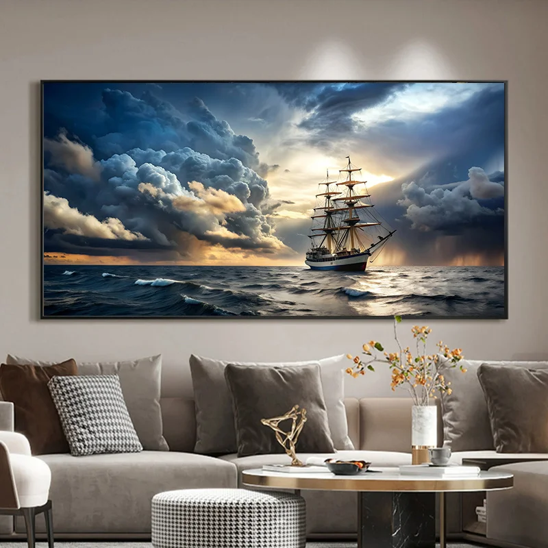 500/1000/1200/2000PCS Puzzles for Adult A Sailboat on The Sea Under The Clouds Jigsaw Handmade Home Decoration Gift Unframed