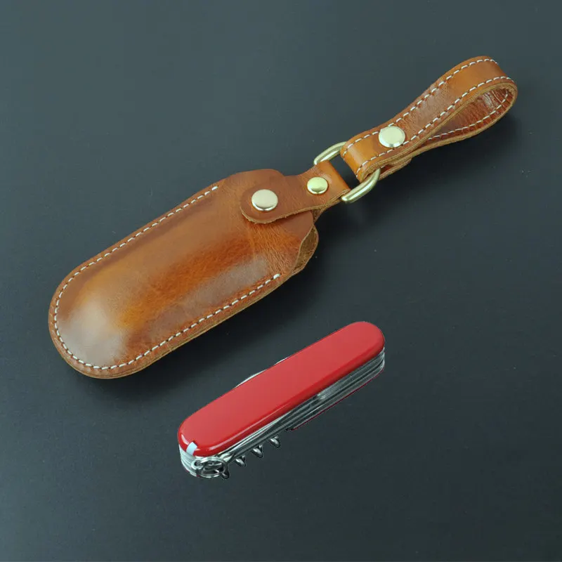 Genuine Leather Camping Folding Tool Outdoor Sheath Scabbard for 91mm Small Straight Folding Tool Case