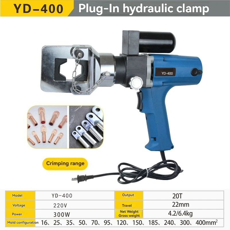 

10-240 10-300 16-400 mm² Portable Electric Hydraulic Crimping Plier Copper Aluminum Terminal Charging Crimping Electrician Tool