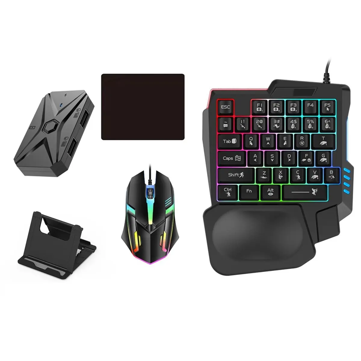 ABGN Mobile Games Converter Kit Mobilador Kit Gaming Keyboard Mouse M1 Pro+ 5 in 1 Combo Bluetooth Connection Controller