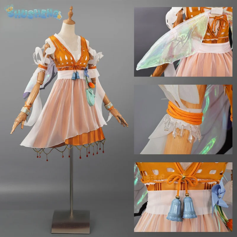 

Identity Ⅴ Emma Woods Gardener Cosplay Costume Summer beach dress hat wings glasses wig prop set Halloween women sweet uniform