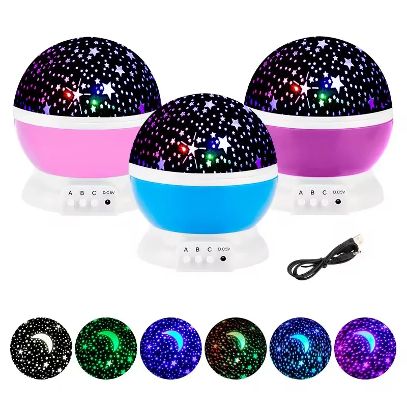 Galaxy Projector Starry Sky Rotating LED Night Lights Planetarium Children Bedroom Star Night Lamps Moon Light Kids Gift Lamps