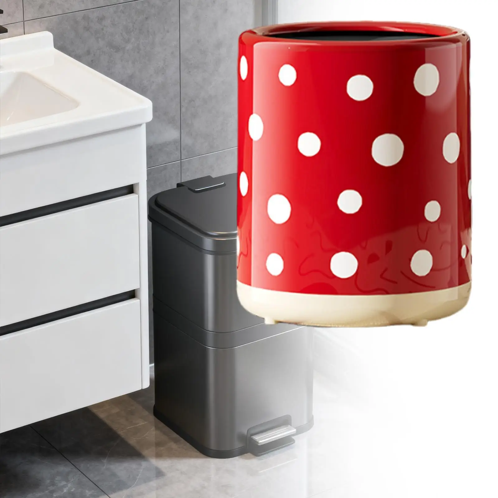 

Trash Can Modern Creative Stylish Double Layer Kitchen Dust Bin Garbage Container Dustbin for Kitchen Home Vanity Study Entryway