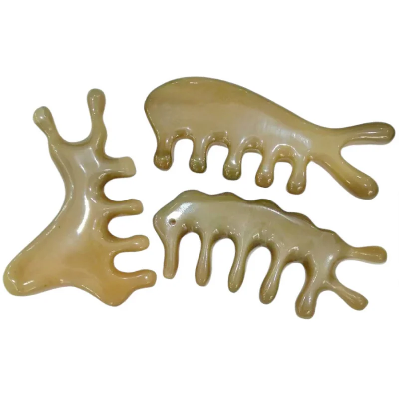 Wide-Tooth Horn Massager for Nose, Head, and Whole Body Meridian Acupoint Stimulation, Multi-Purpose Massage Comb