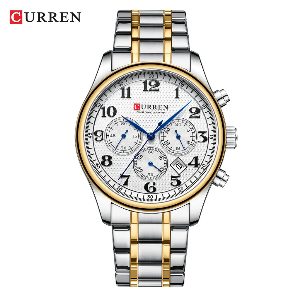 CURREN Luxury Man Wristwatch Waterproof Luminous Chronograph Watch for Men Stainless Steel Men\'s Quartz Watches Reloj Hombre+Box