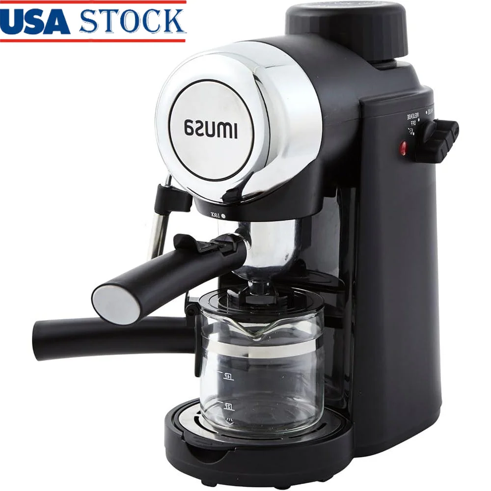 

Электрическая кофеварка для эспрессо, 4-чашковая машина для капучино с паровой насадкой из нержавеющей стали для дома и офиса