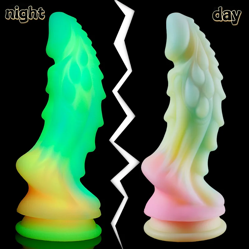 YiHH-consoladores luminosos de dragón para hombres y mujeres, juguete sexual, masturbador, colorido, brillante, gran pene, Butt plug, ventosa