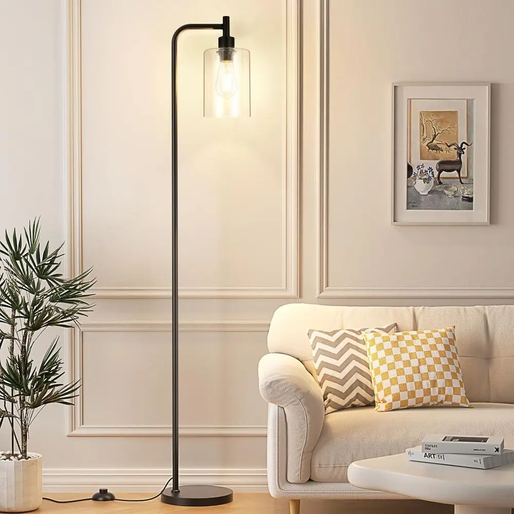 

Industrial Floor Lamp with Glass Shade, LED Bulbs, Foot Pedal Switch, Easy Assembly