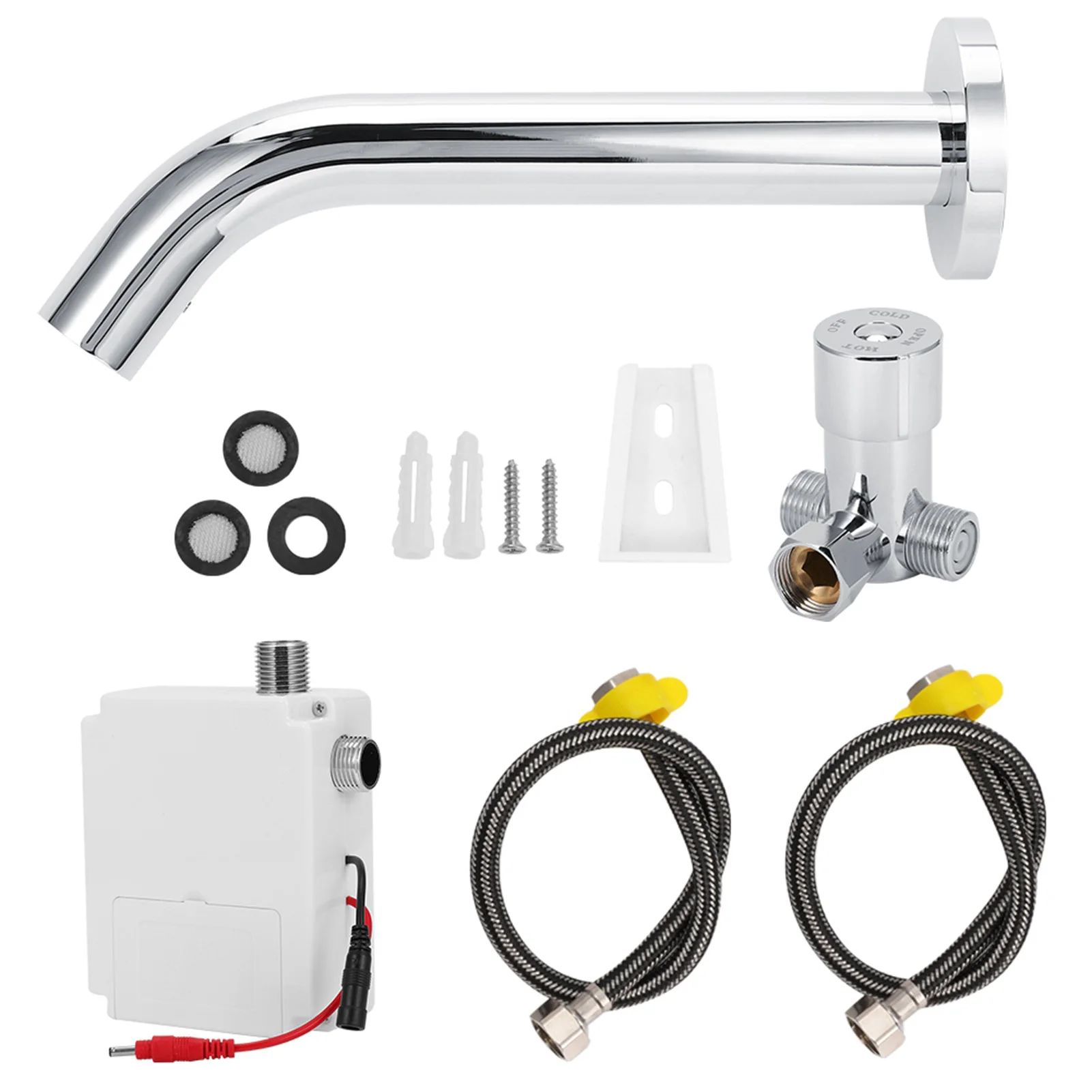 

【New】G1/2in Wall Stainless Steel Infrared Induction Sensor Water Faucet Hot and Cold Basin Water Tap Sensor Faucet