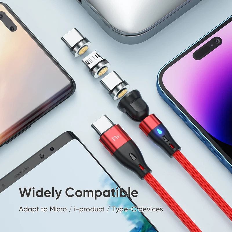 PD 60W Magnetic Data Cable for Samsung Galaxy Z Flip6 Xiaomi Poco M6 Plus HTC U24 Pro vivo V40 Lite Blackview Hero 10 Charging