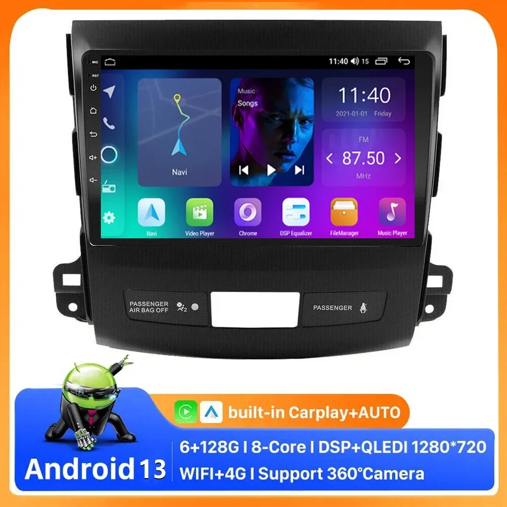 

Автомобильный радиоприемник 2 Din Android для Mitsubishi Outlander 2 для Citroen C-Crosser для Peugeot 4007, мультимедийное видео, GPS, Navi DVD