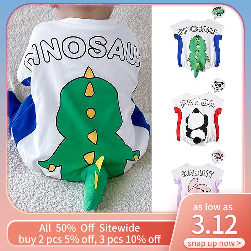 

Cartoon Dinosaur Baby Romper Panda Rabbit Funny Cosplay Costume Cotton Toddler Summer Clothes Infant Bodysuit One Piece Outfits