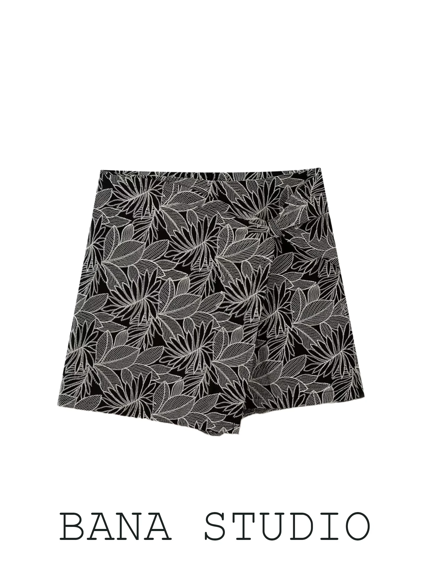 

High Waist Embroidered Wide Leg Short Pants Women's Outerwear Summer Casual Cotton Trousers Asymmetrical Ethnic Style